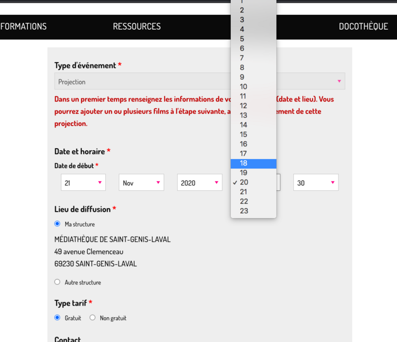 Sélectionner un nouvel horaire