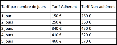 Tarifs stages
