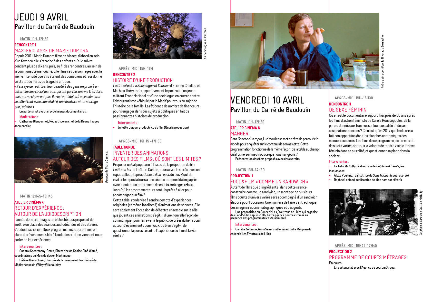 programme de jeudi et vendredi