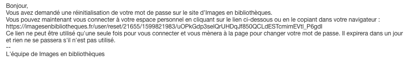 Mail mdp oublié