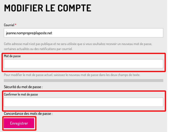 Modifier le compte