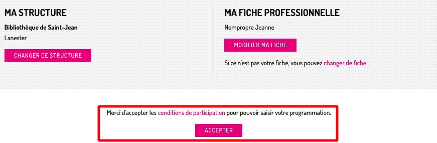 Accepter les conditions d'utilisation