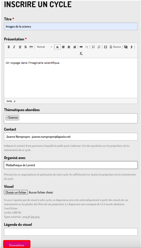 Informations du cycle