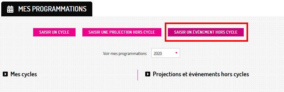 Evenement hors cycle