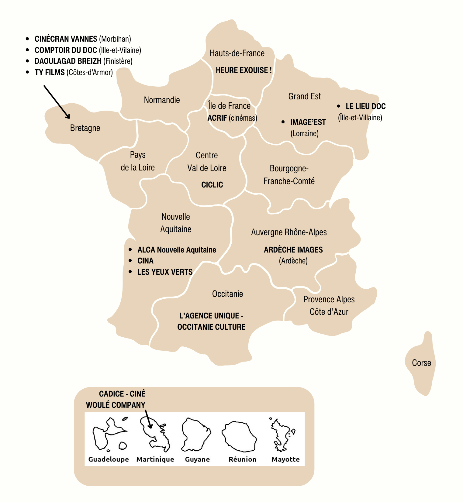 Carte coordinations régionales
